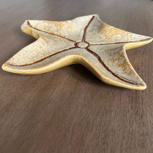 1948 Starfish MCM Vintage ceramic dish /tray gold/tan tones no chips - Picture 7 of 12